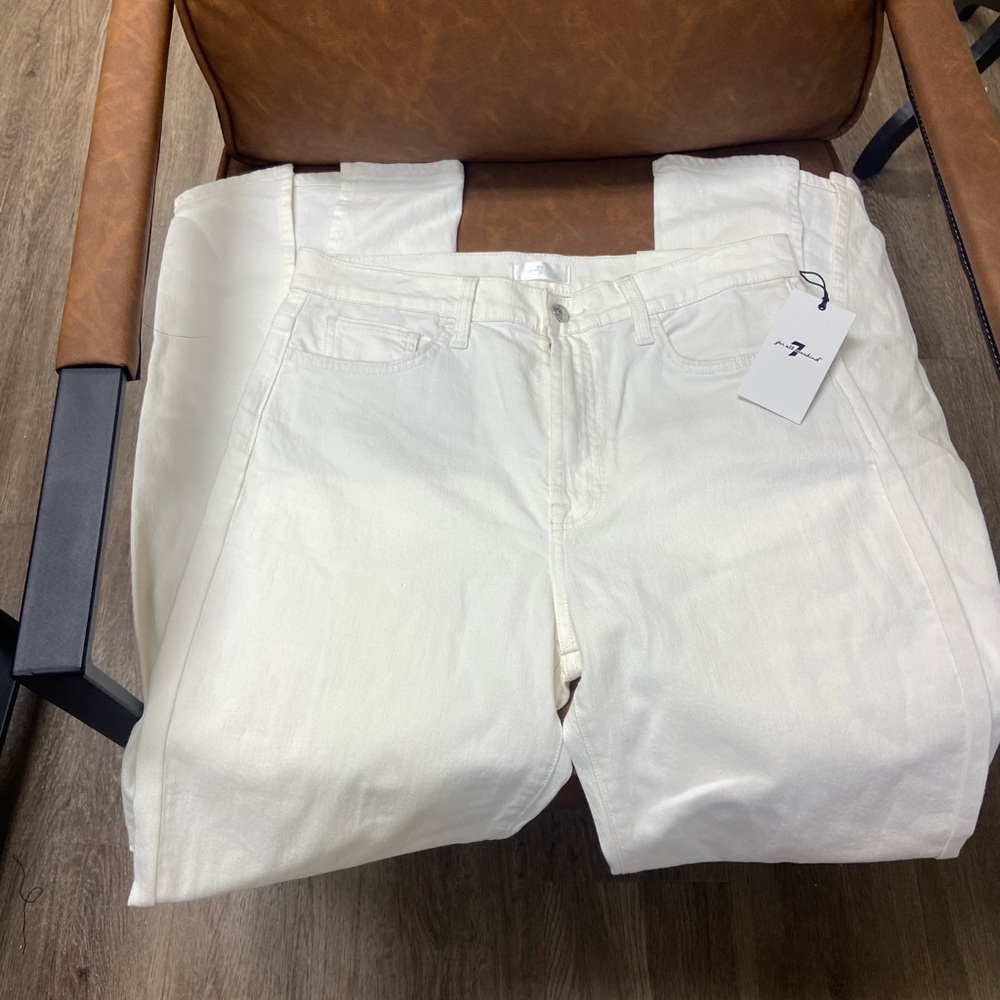 7 For All Mankind Jeans Women 32x34 White Easy Boot Cut Flare Leg Opening